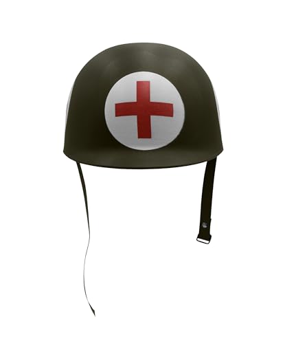 Nicky Bigs Red/Green Army Medic Helmet Replica Plastic Cosplay Accessory
