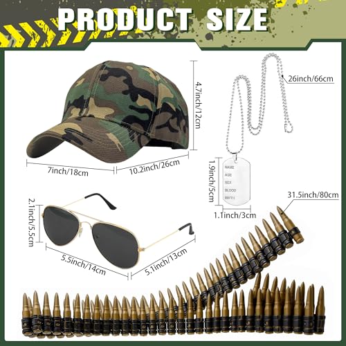 Military Army Accessories with Fake Bullet Belt Camouflage Baseball Cap